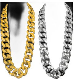 Vnanda Men's Chunky Necklace, Rapper Fake Gold Chain 90s Hip Hop Fake Gold Necklace Costume Accessory