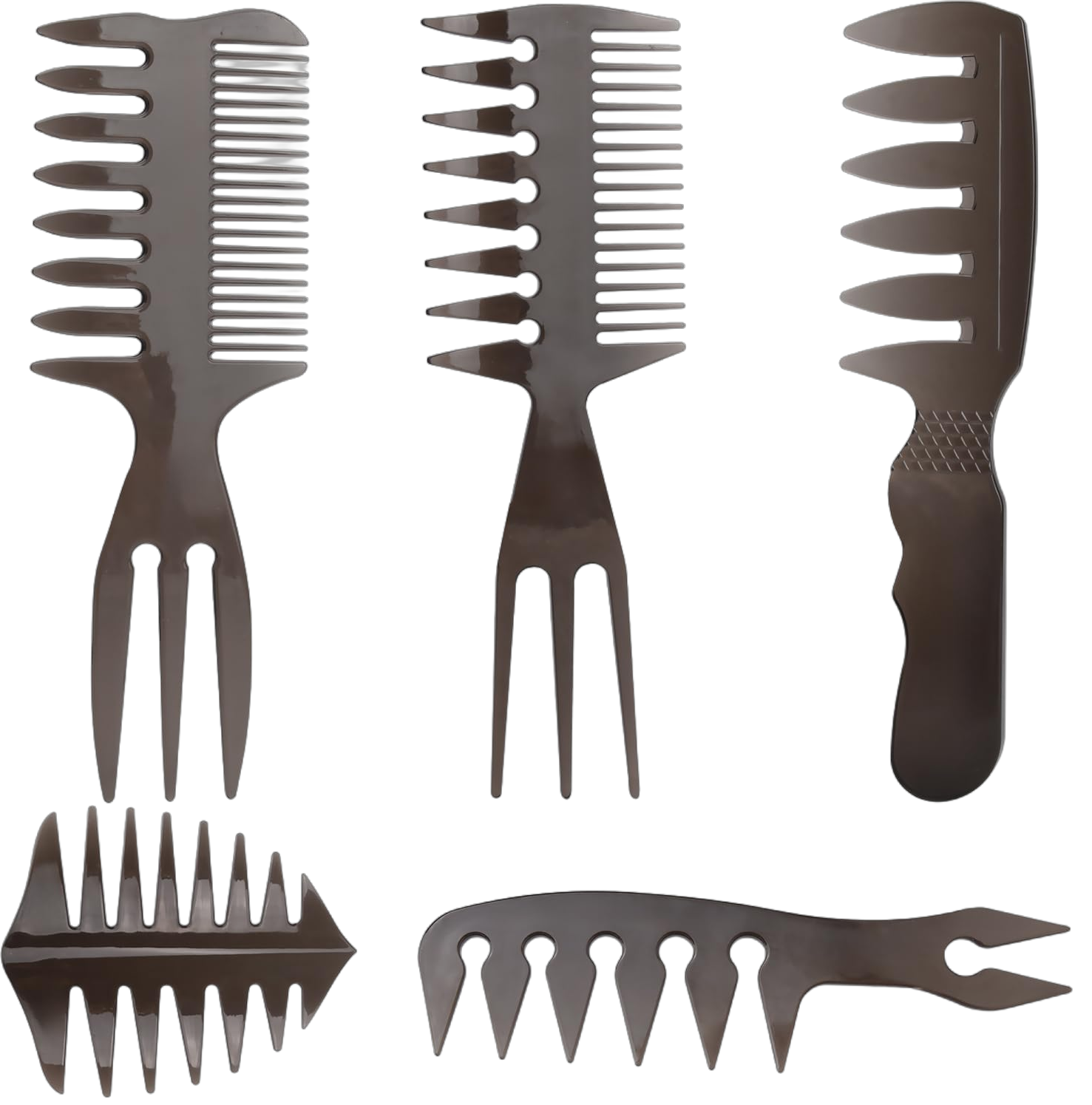 Noverlife 5PCS Men's Pompadour Hairstyling Combs, Professional Wide Teeth Texture Comb for Slicked Back Hairstyle, Retro Oil Head Hair Brushes for Barber Hairdressing Hair Pick Comb