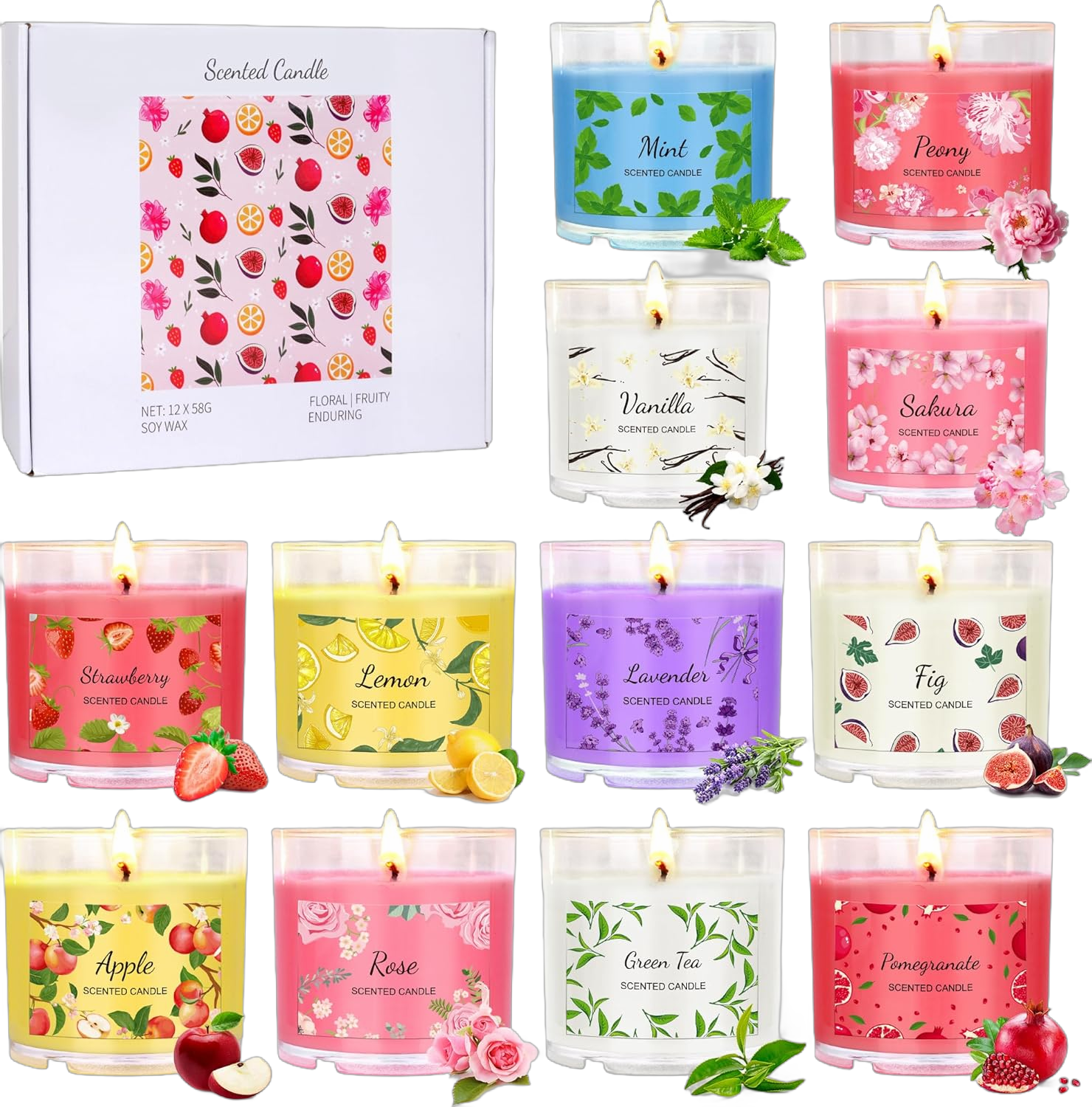 Scented Candles for Home, 12 Pack Candle Set for Women, Small Soy Candles Bulk, Mothers Day Gifts from Daughter - Mini Candle Gift Set for Bridesmaid Anniversary Birthday Valentines Christmas