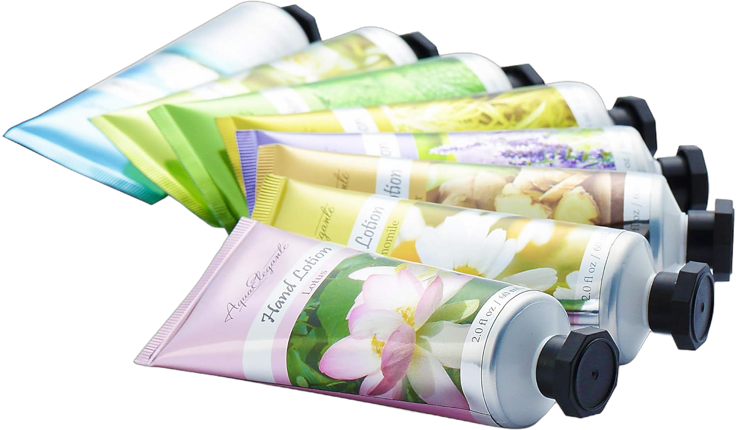 Aqua Elegante Lotion Gift Sets For Women - Hand Moisturizer Set Made With Organic Shea Butter - Choice Of 8 Scented Mini Lotions Pack - Great Hand Care Pamper Kit And Luxury Gift Idea