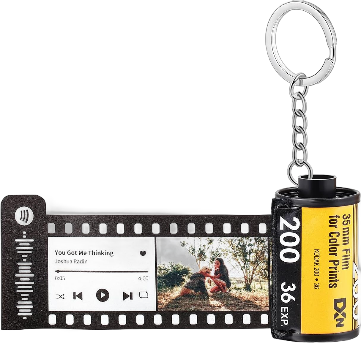 JewelOra Custom Photo Keychain with Spotify Code Personalized Photo Camera Film Roll Keychain with Reel Album Gift for Women 15 Photos