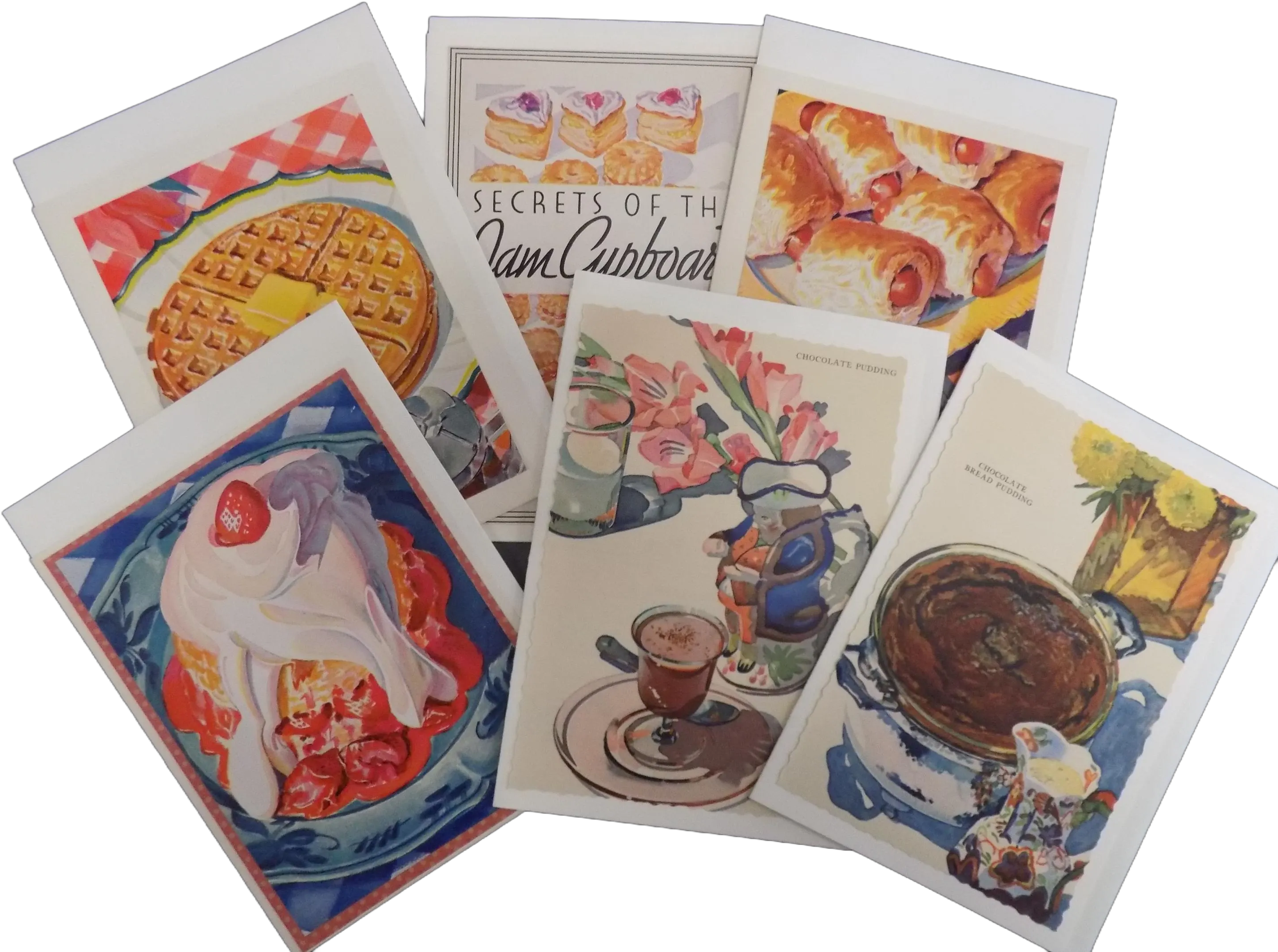 Notecards, Greeting Cards, Recipes, Art, Cookbooks, Handmade, Vintage, Kitchen, SIX CARDS