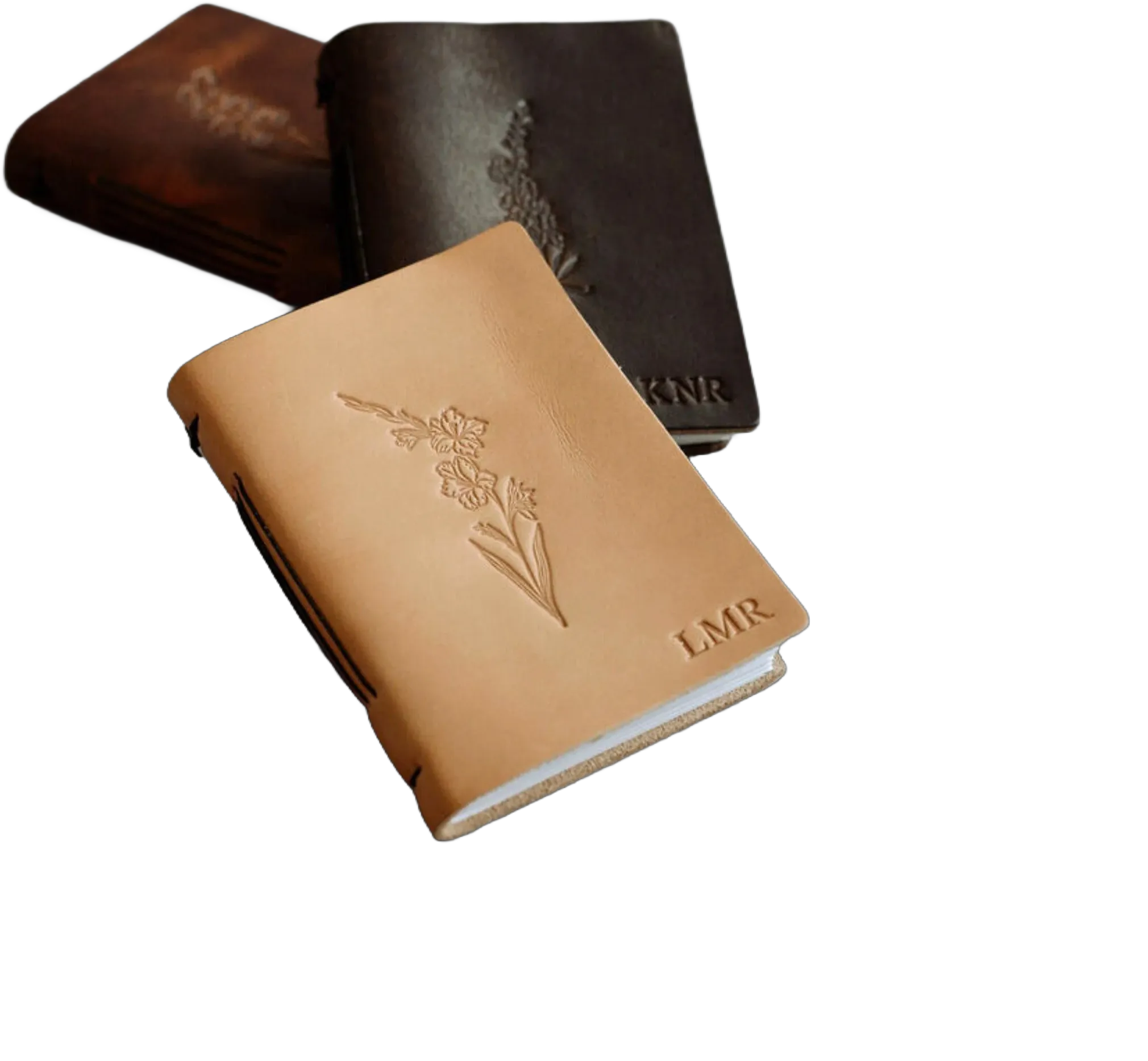 Minimalist Birth Month Flower Gift for Her - Personalized Journal or Mini Leather Notebook / Cute Pocket Journal for Gardener Gift