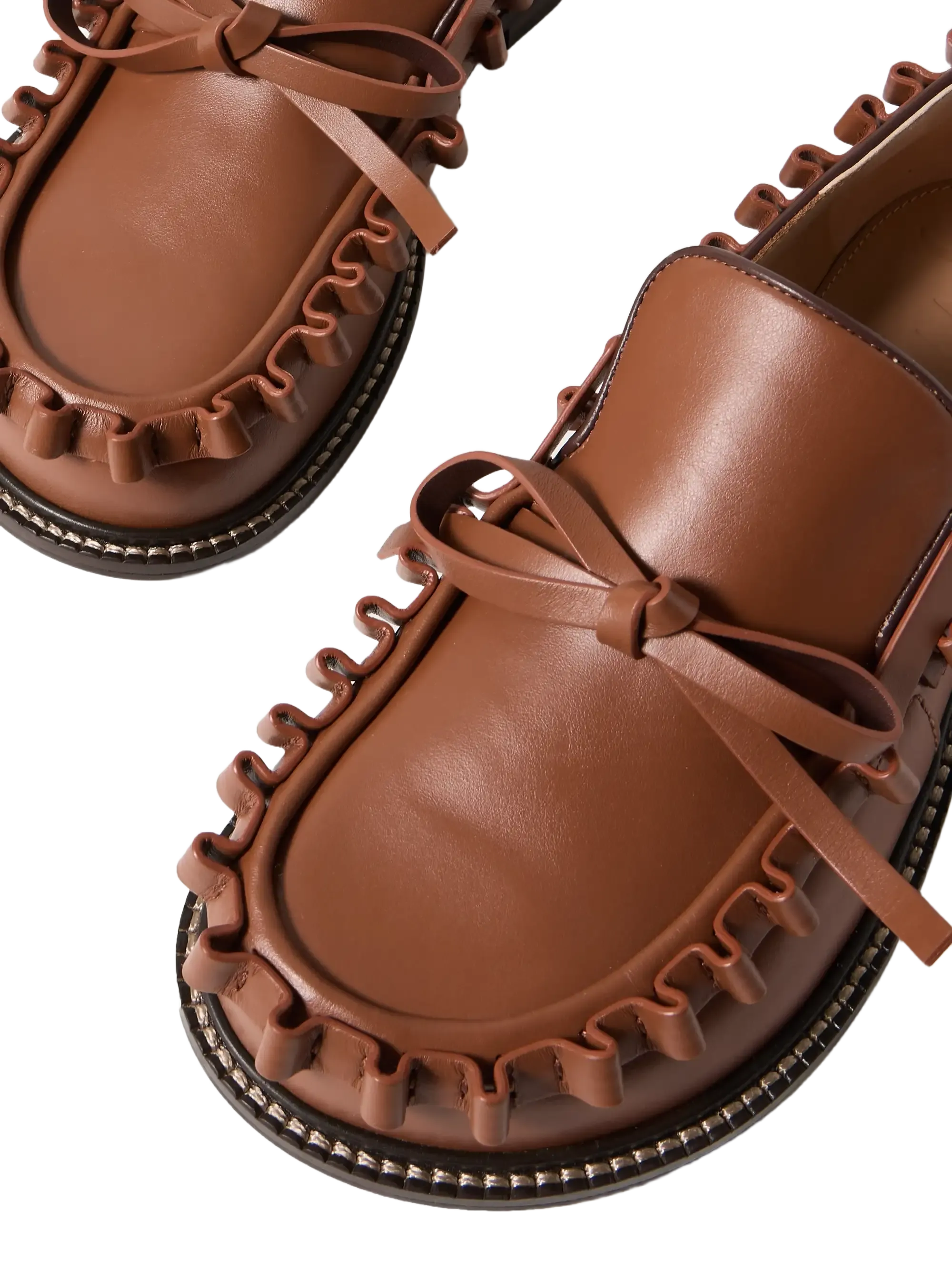Ruffled leather loafers