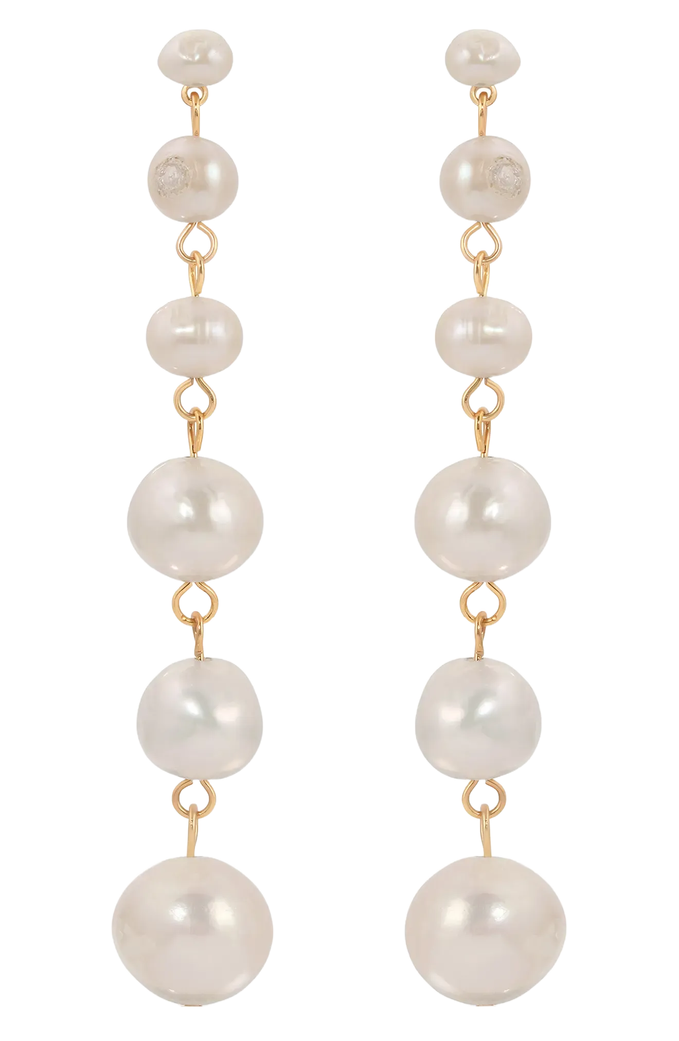 Ettika Freshwater Pearl Linear Drop Earrings
