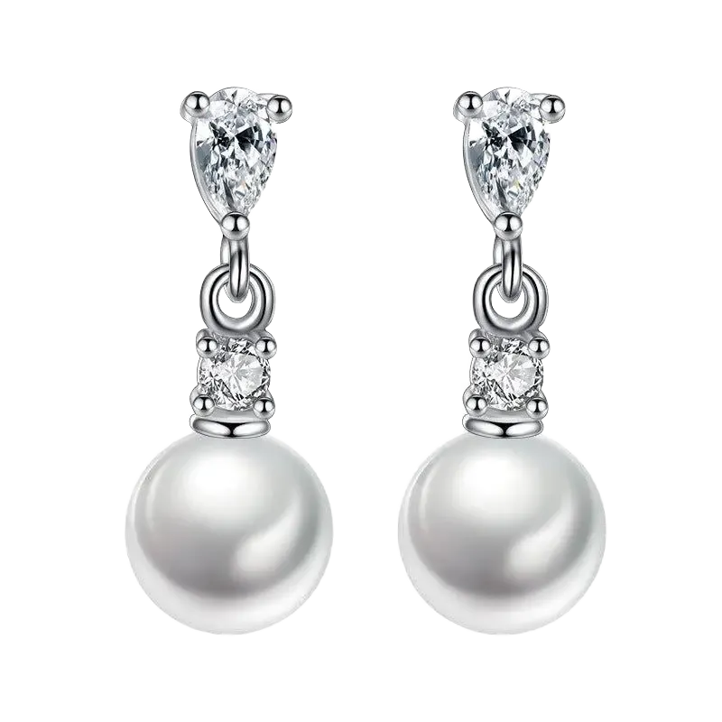 Hollywood Sensation Pearl Drop Earrings with Cubic Zirconia  Accents Earrings