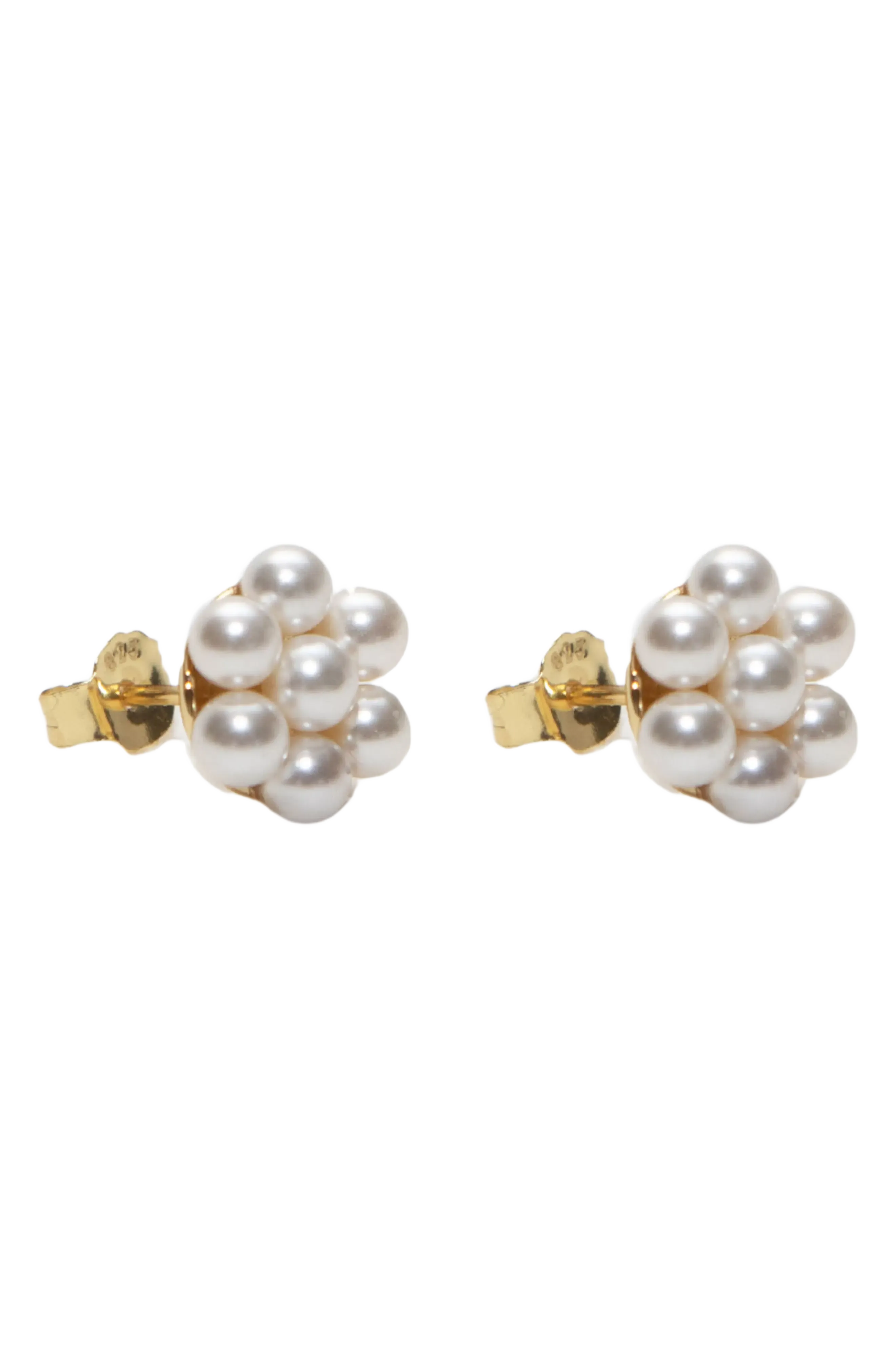 Argento Vivo Sterling Silver Faux Pearl Flower Stud Earrings