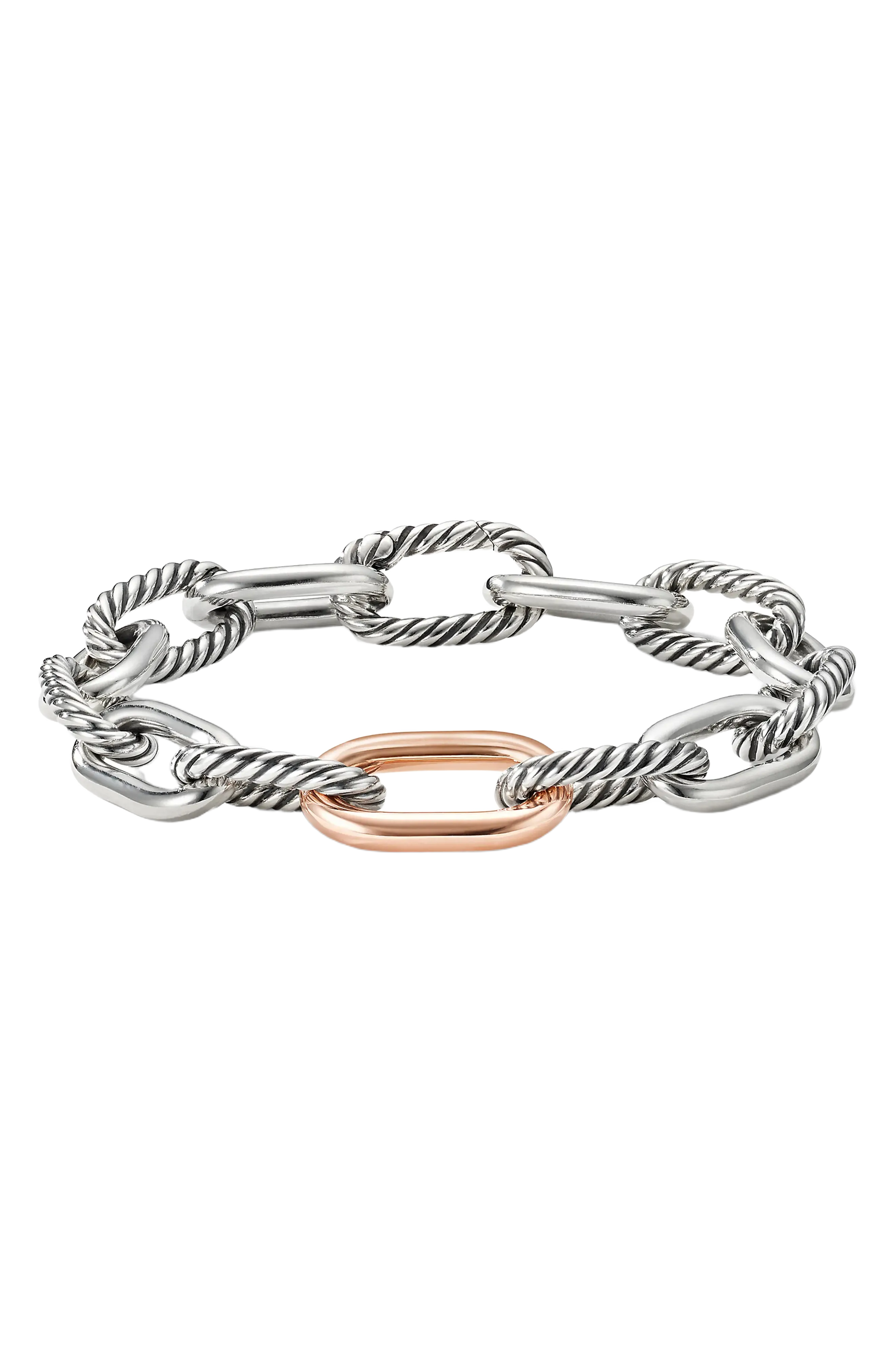 David Yurman Madison<sup>®</sup> Chain Bracelet in Sterling Silver with 18K Rose Gold, 11mm