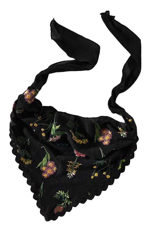 Embroidered Floral Hair Scarf
