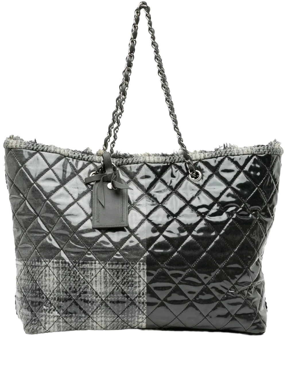 2009-2010 Large Quilted Tweed and Vinyl Funny Patchwork tote bag