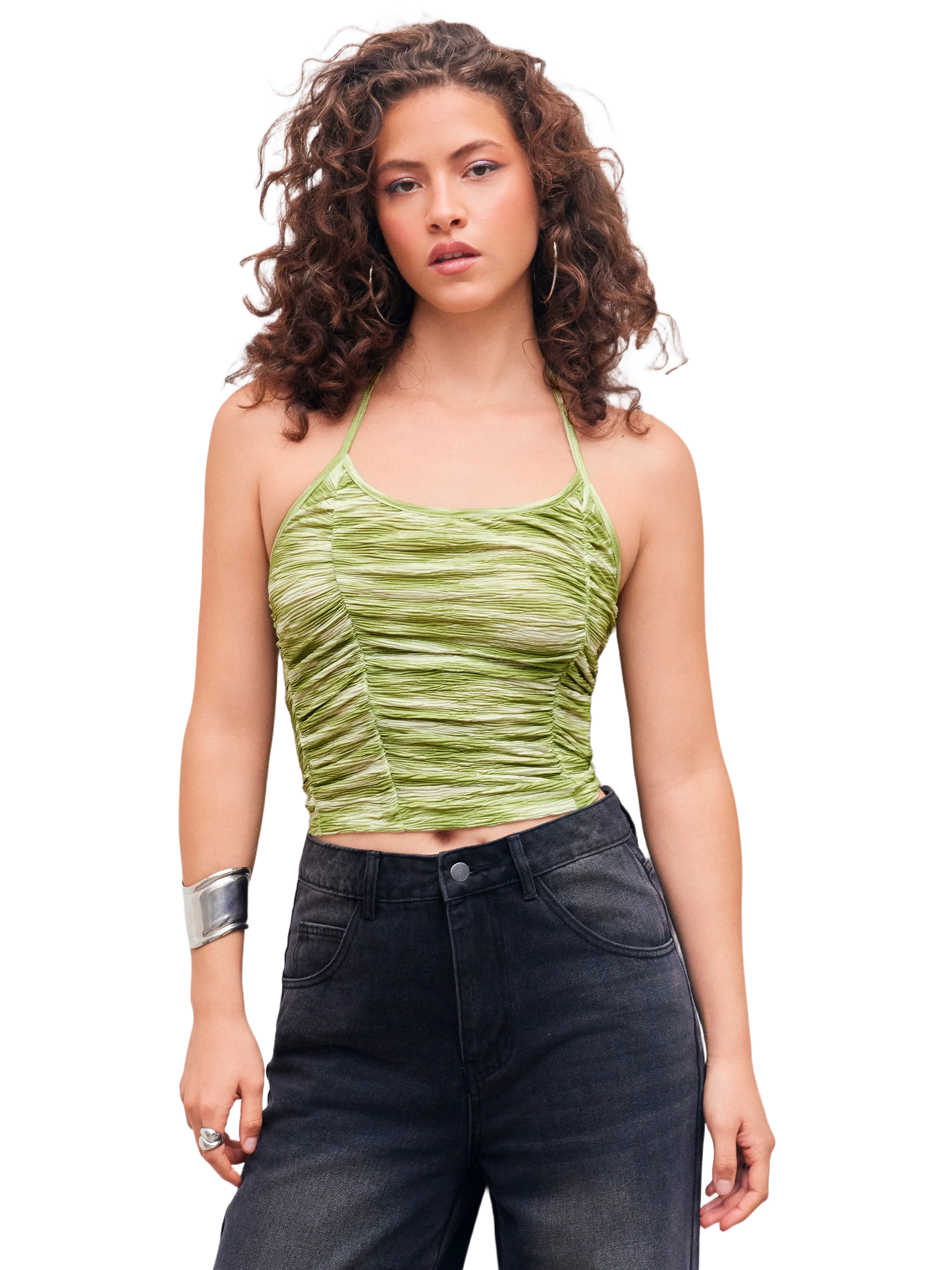 Halter Tie Dye Shirred Cami Top