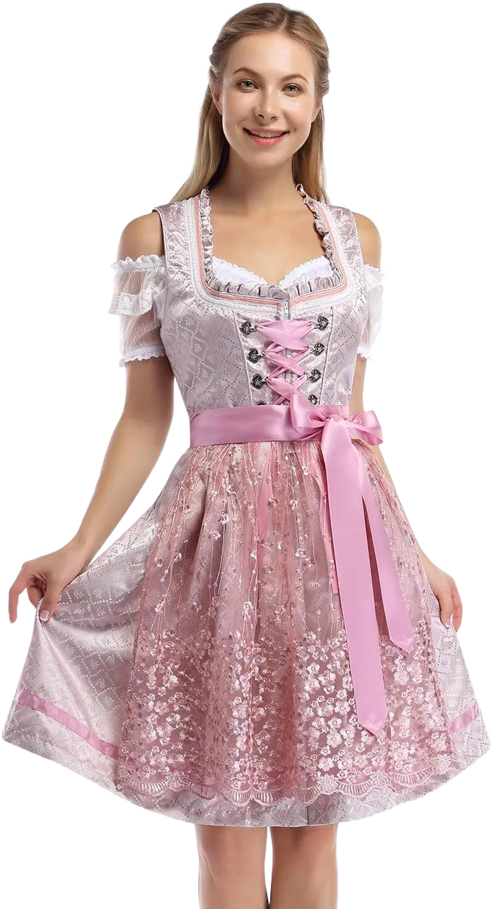 Women's German Dirndl Dress Costumes 2 Pieces for Oktoberfest Carnival S