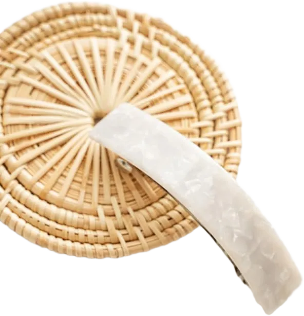 Tortoise Shell Barrette French Hair Clip for Ponytails - Elegant Nonslip Clasp for Thick/Thin Hair, Fashion Hair Decoration Accessory for Women and Girls White