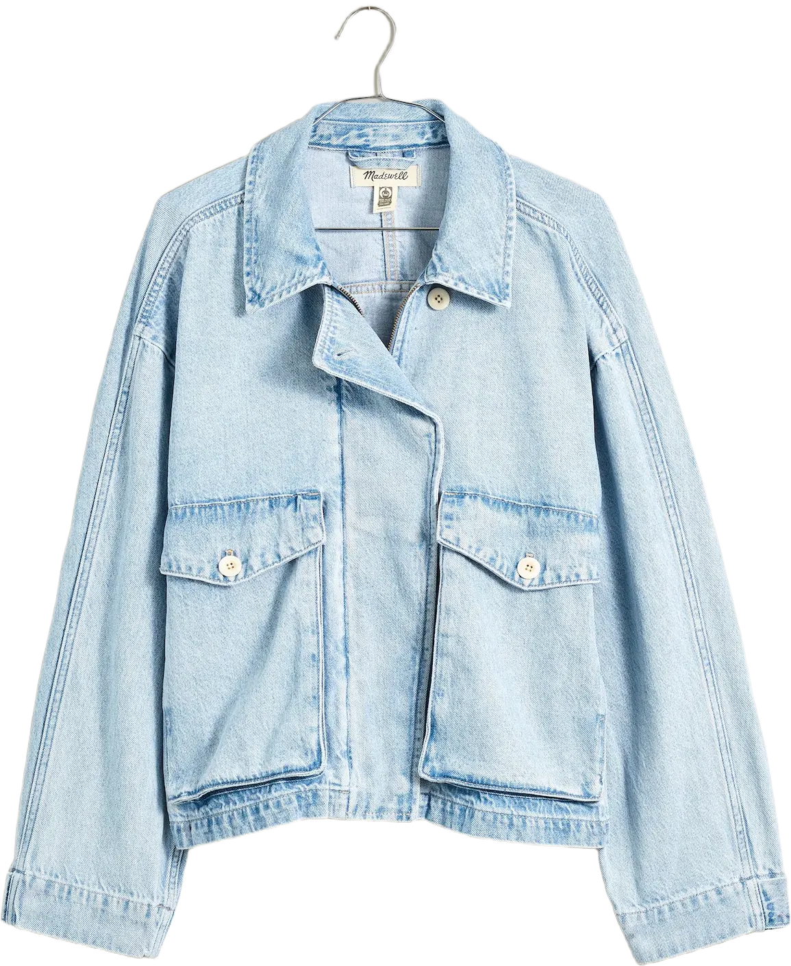 Denim Cropped Cargo Jacket in Kirkham Wash