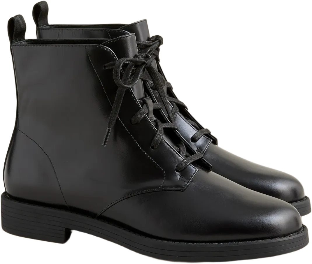 Lace-up ankle boots in leather