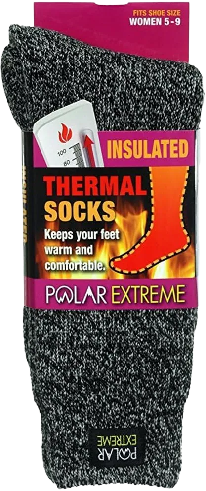 Womens Polar Extreme Moisture Wicking Insulated Thermal Socks in 4 Great Colors (Black-White)