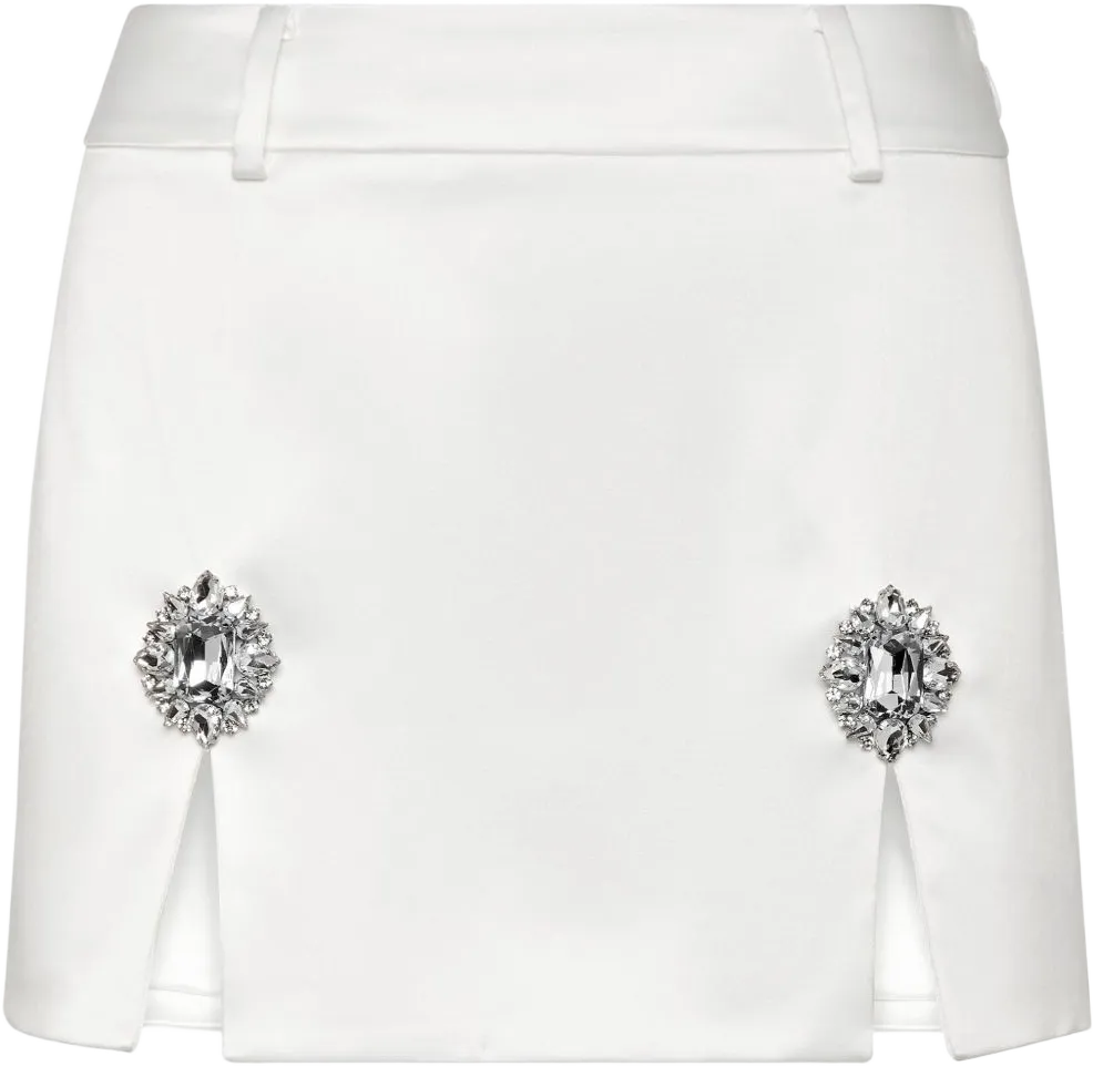 gem-embellished satin mini skirt