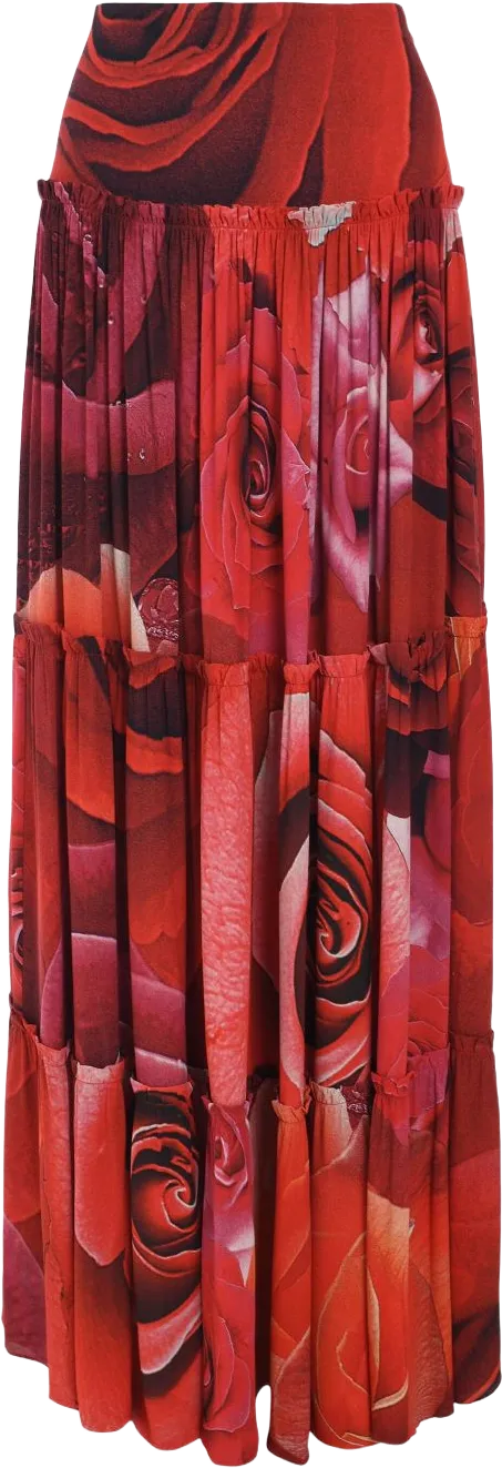 Rose-print maxi skirt
