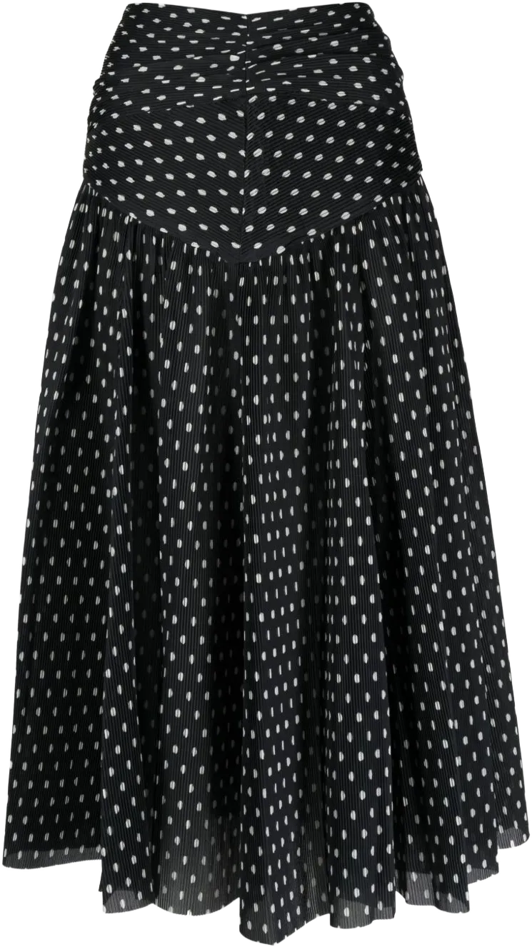 polka-dot print pleated skirt