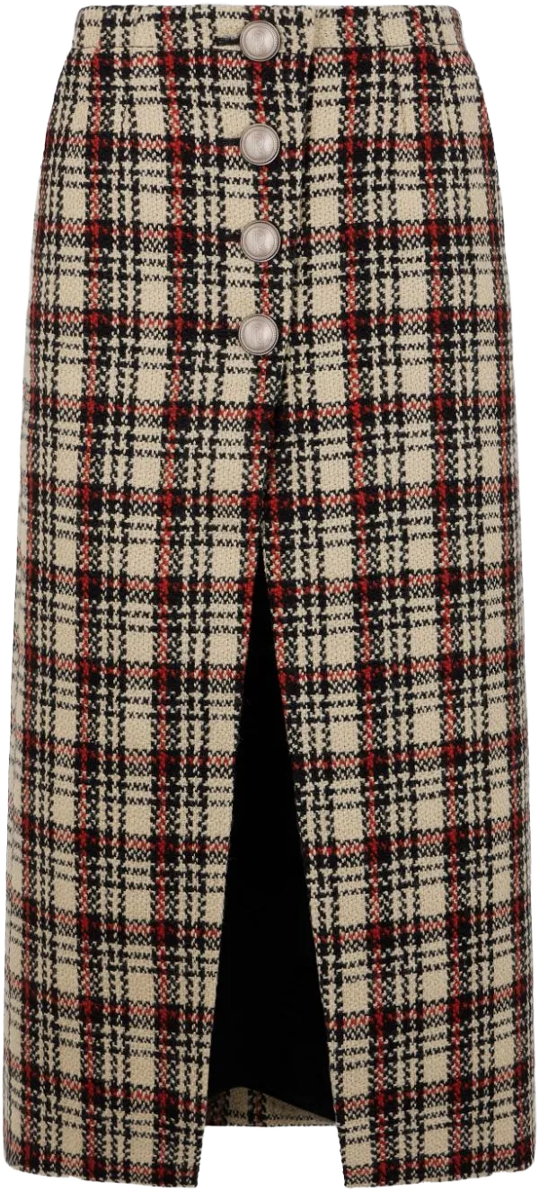 tartan-pattern midi skirt