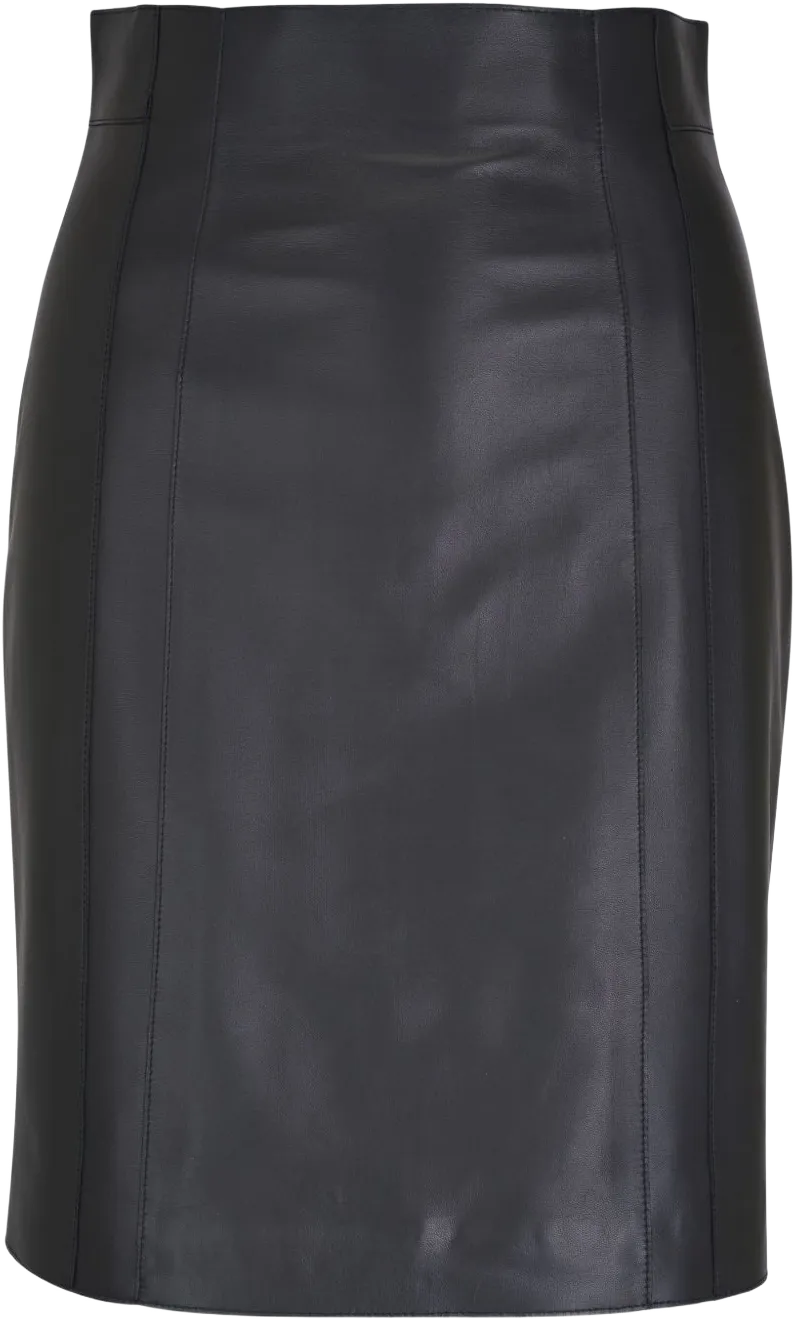 high-waist leather pencil skirt
