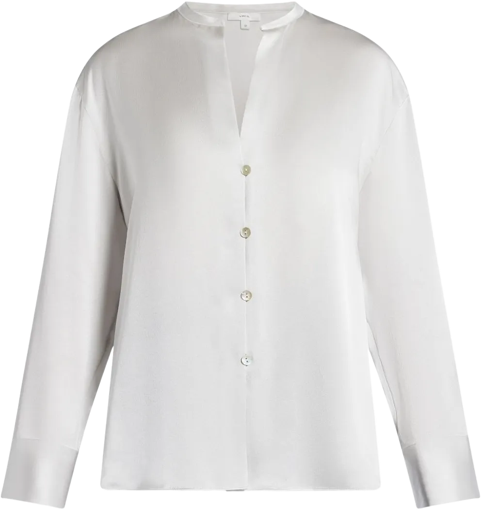 band-collar silk blouse
