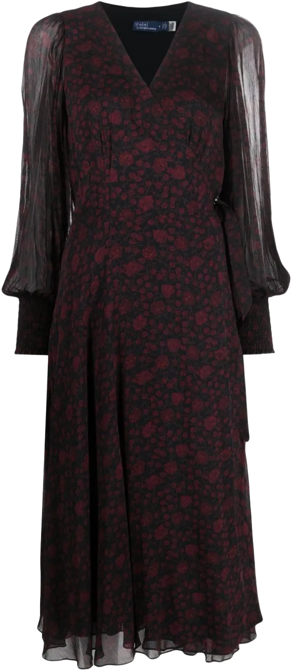 floral-print wrap midi dress