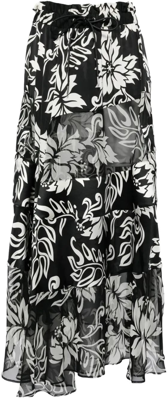 floral-print pleated midi skirt