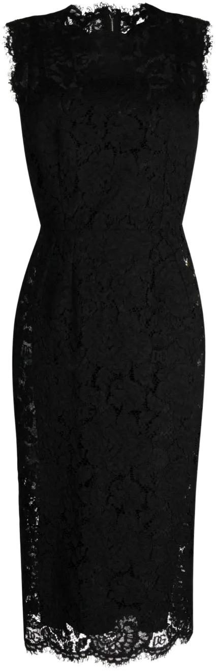 lace-overlay fitted sleeveless dress