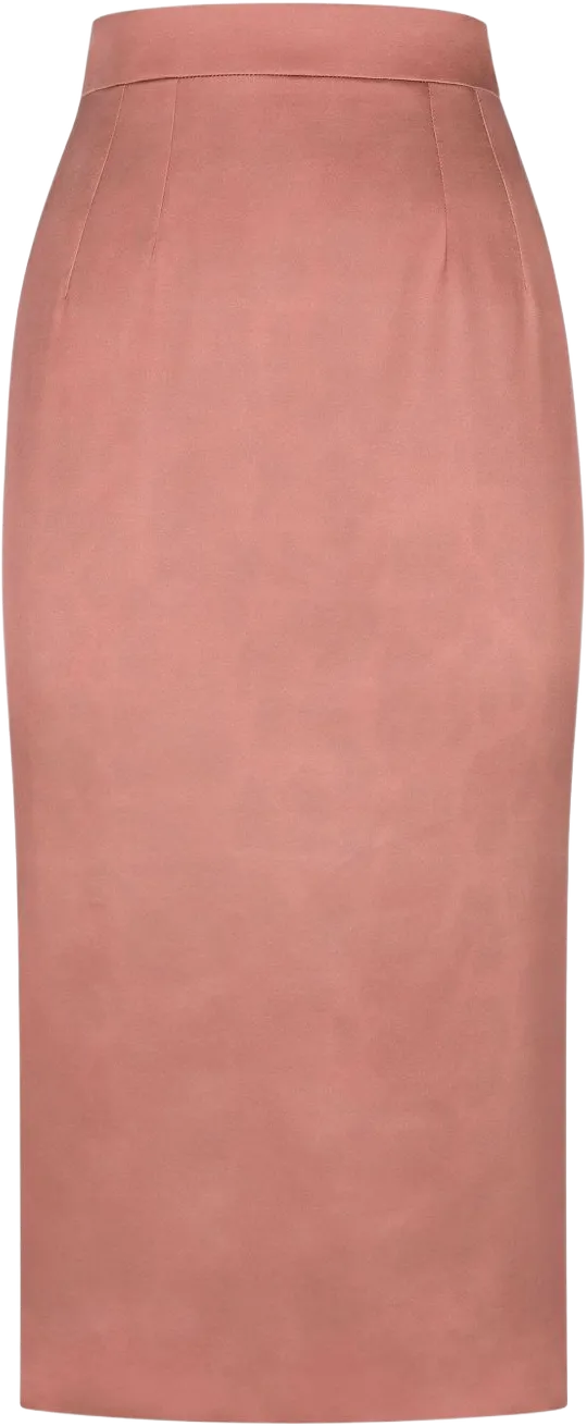 silk-satin pencil midi skirt