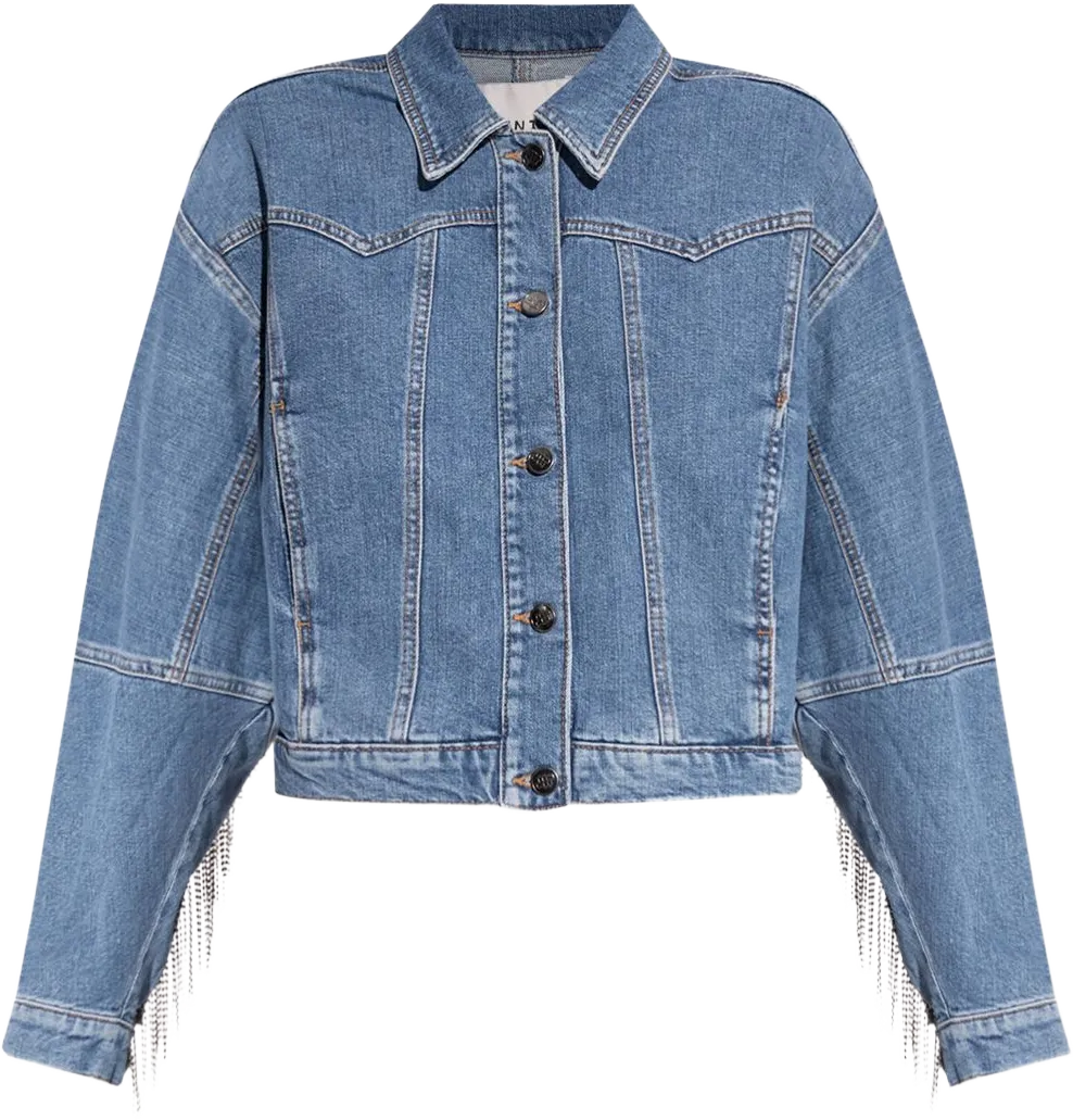 crystal fringe denim jacket