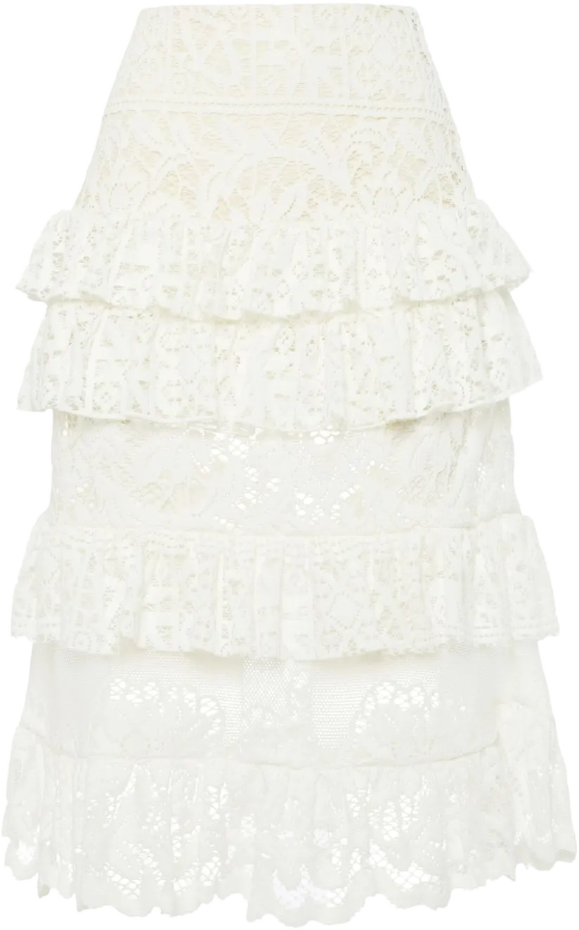 Footloose lace midi skirt