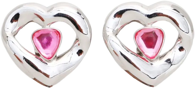 heart rhinestone clip-on earrings