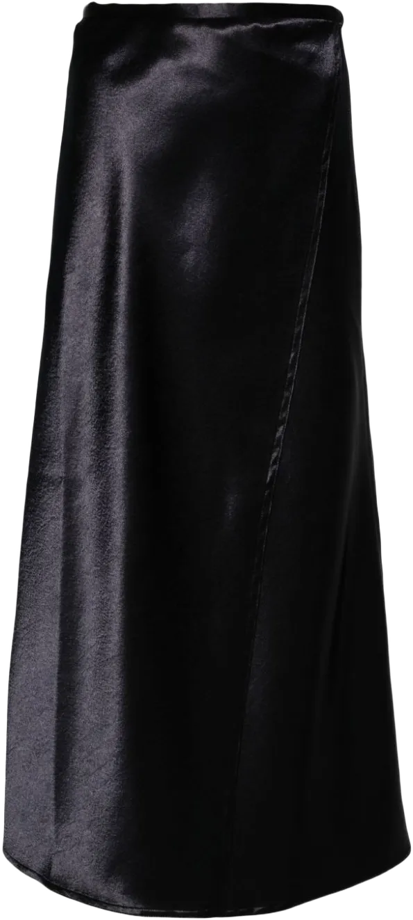 wrap satin midi skirt