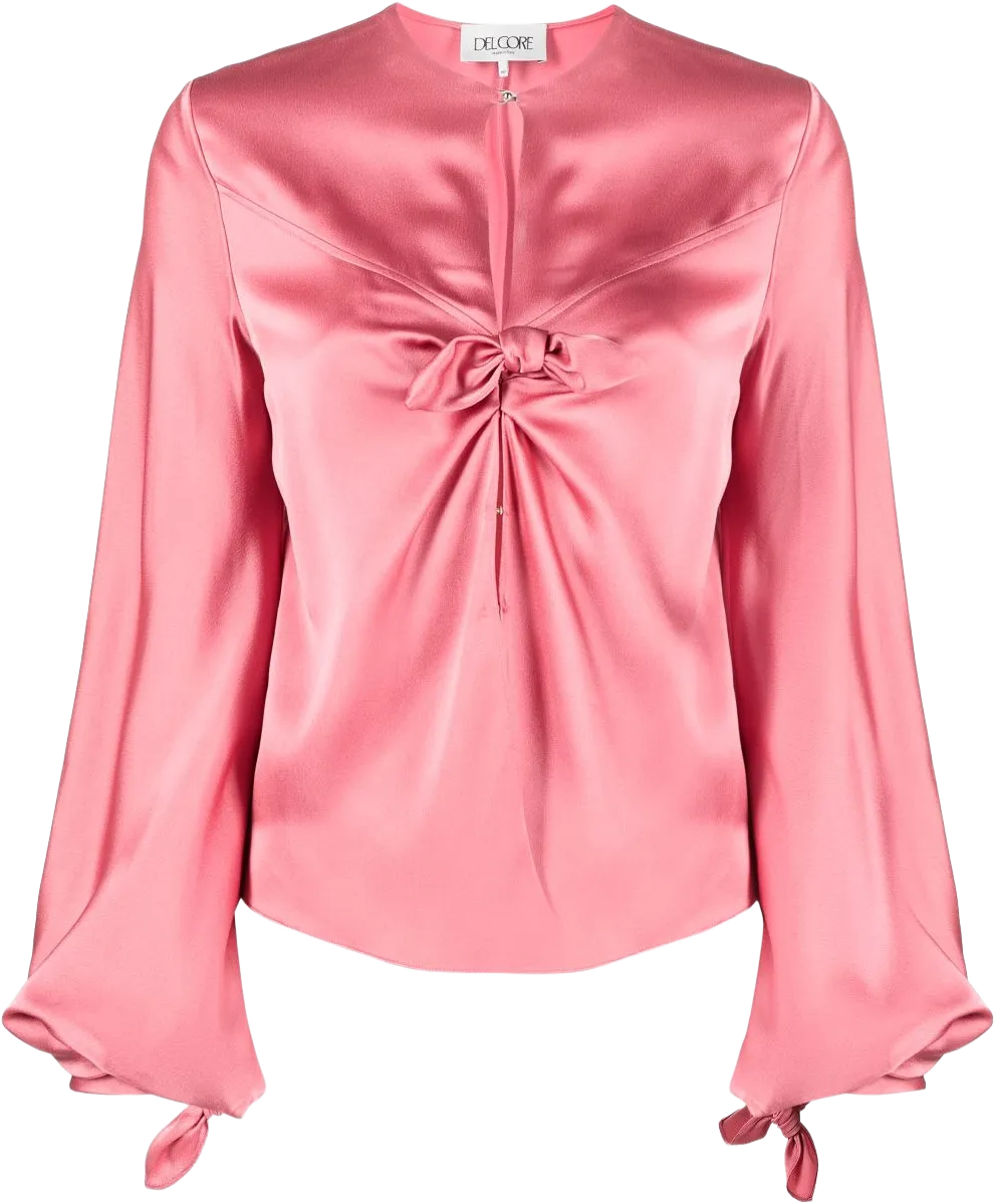 satin-finish knot-detail blouse