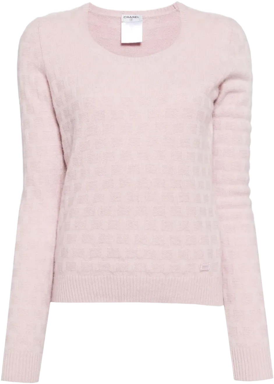 2002 textured check long-sleeved cashmere top