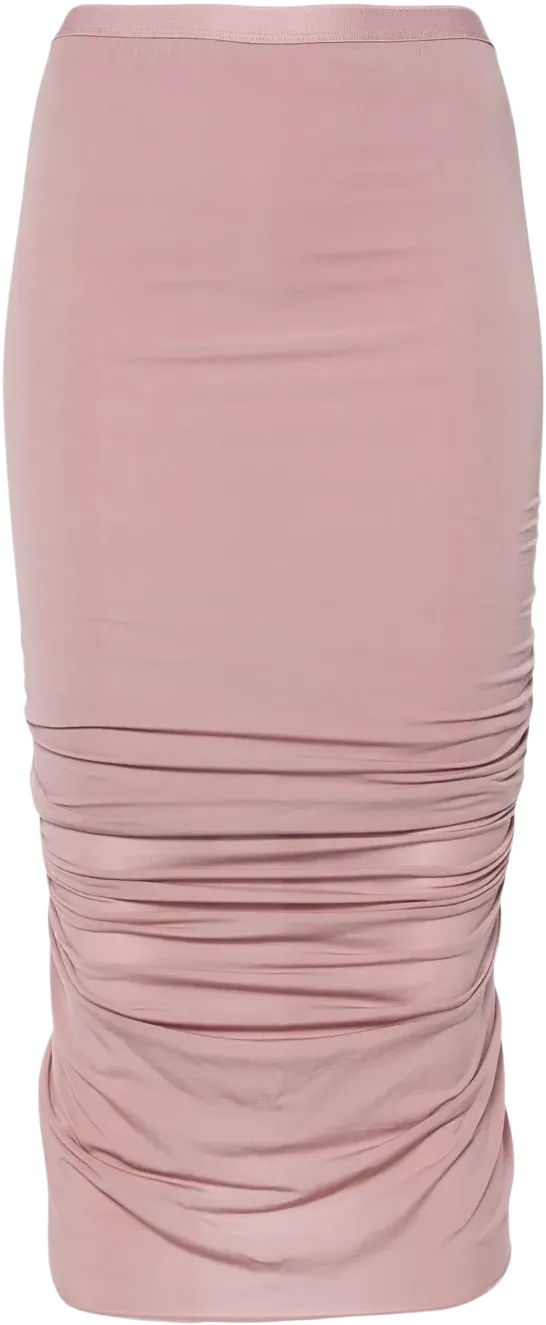 Shrimp ruched midi skirt