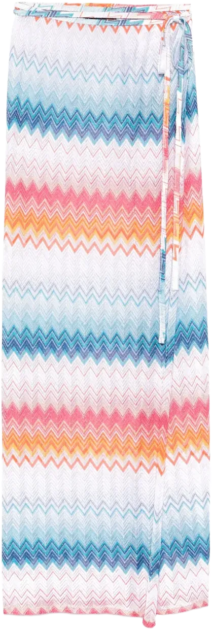 zigzag-woven wrap maxi skirt