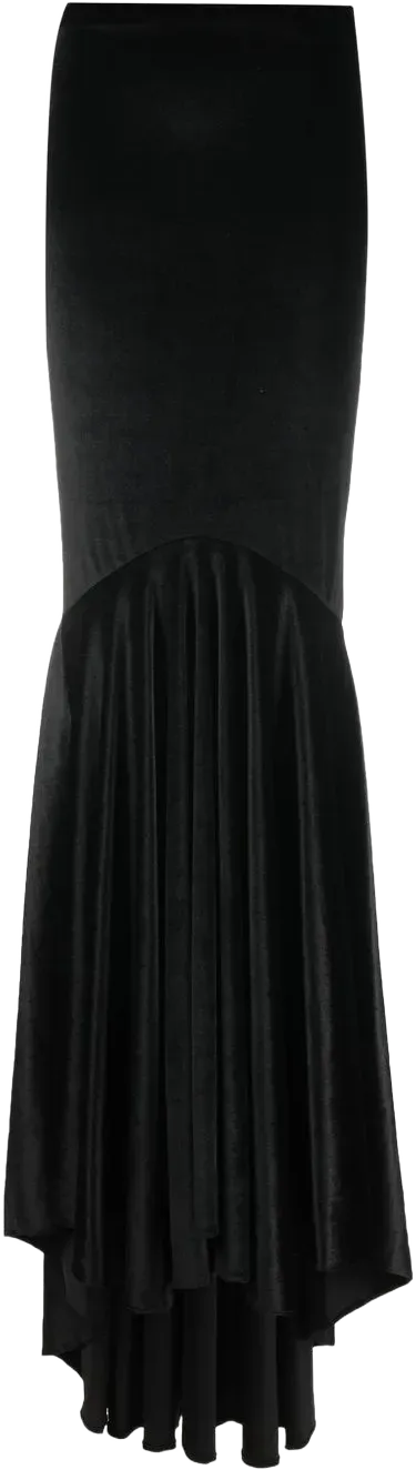 high-waisted fishtail maxi velvet skirt 