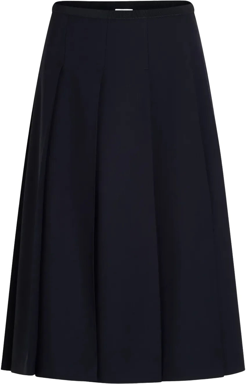 pleated twill midi skirt