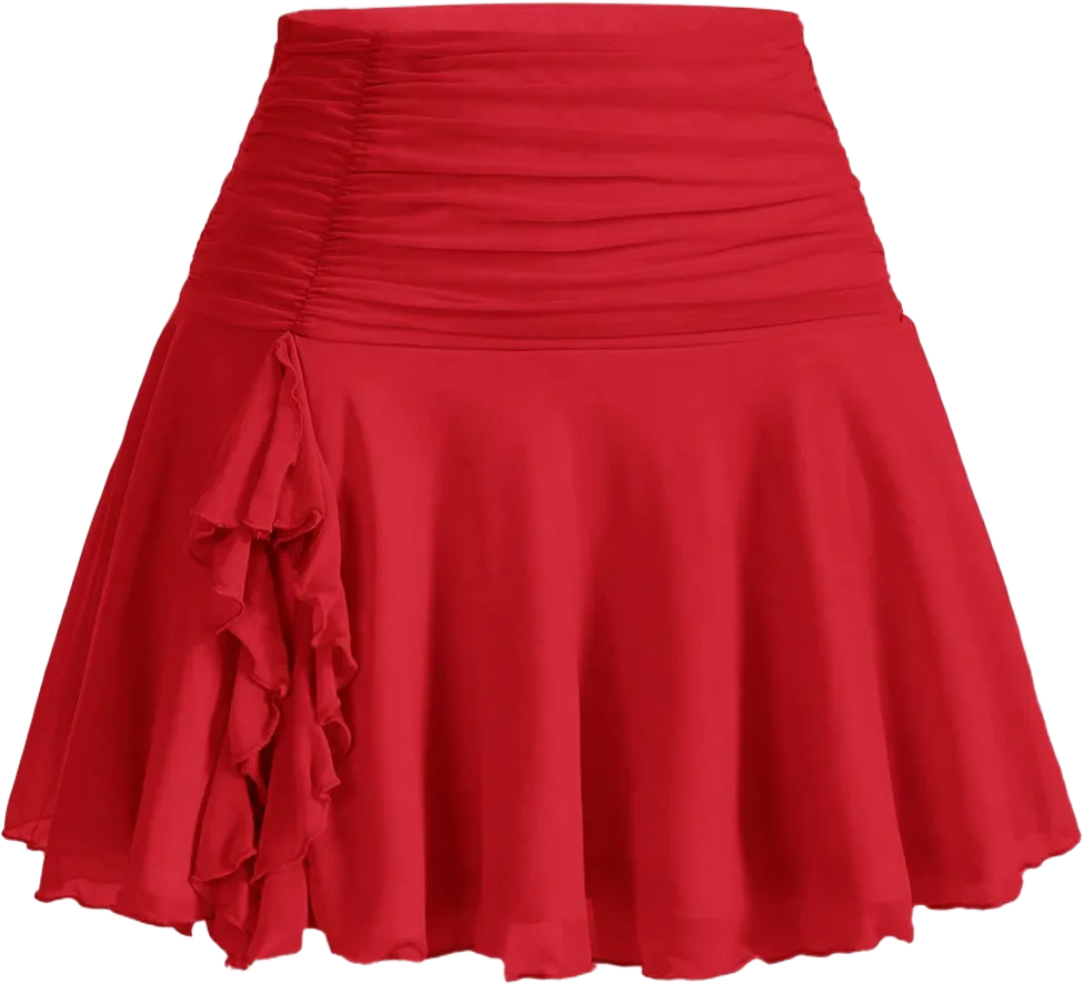 SHEIN MOD Women'S Pleated Ruffles Hem Skirt