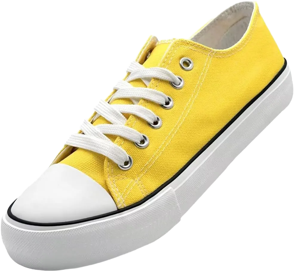 Unisex Low Top Lace Up Casual Canvas Shoes for Women and Men, Comfortable Lightweight Classic Fashion Sneakers Popular 2024, Zapatillas Casual De Lona De Moda para Hombre Y Mujer 8 Women/6 Men Yellow