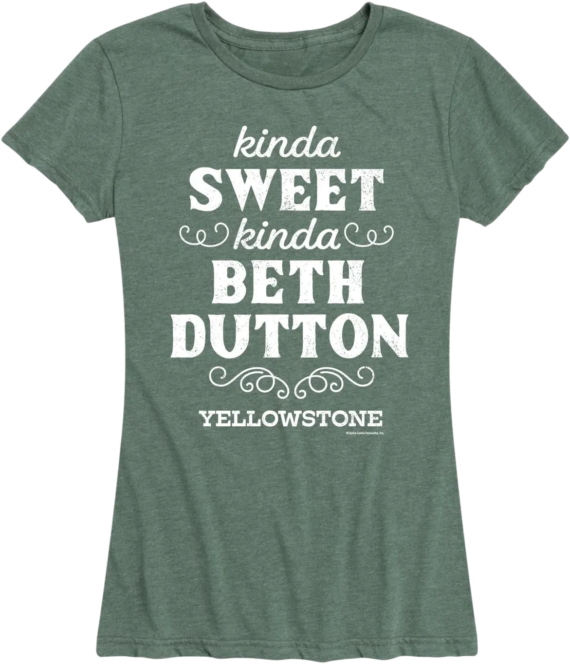 HYBRID APPAREL - Yellowstone - Kinda Sweet, Kinda Beth Dutton - Women's Short Sleeve Graphic T-Shirt Large Heather Juniper