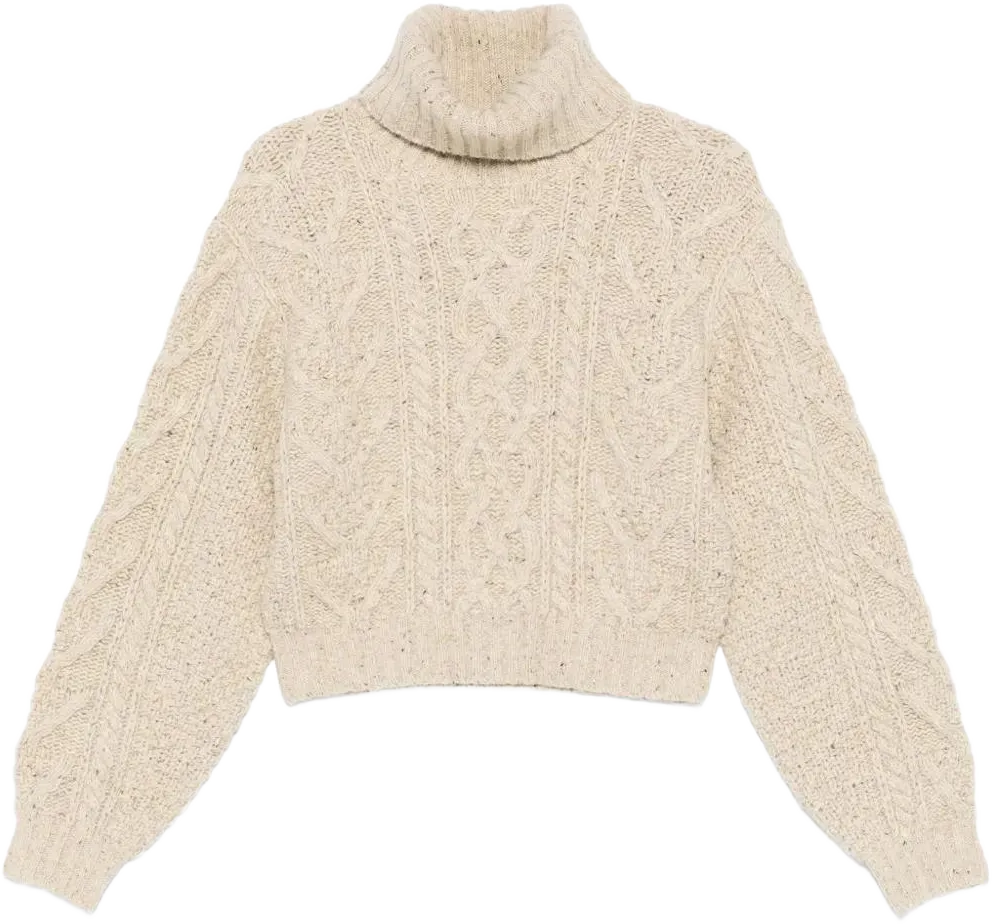 Women's Natural Aran-Knit Wool Sweater