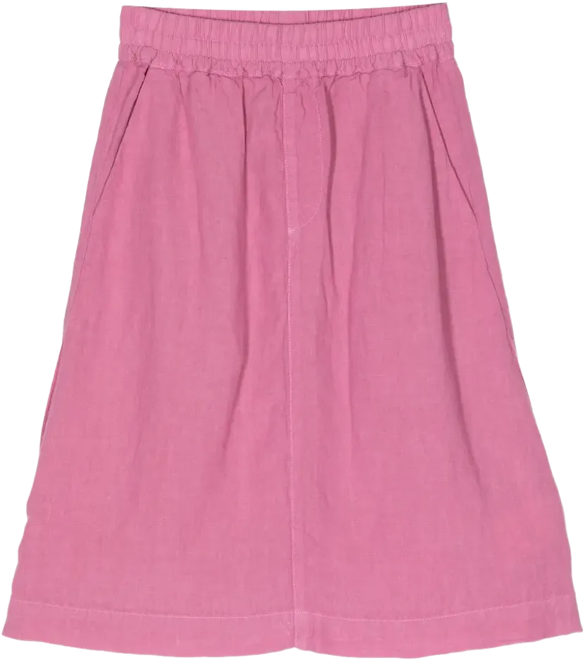 elasticated-waist linen skirt
