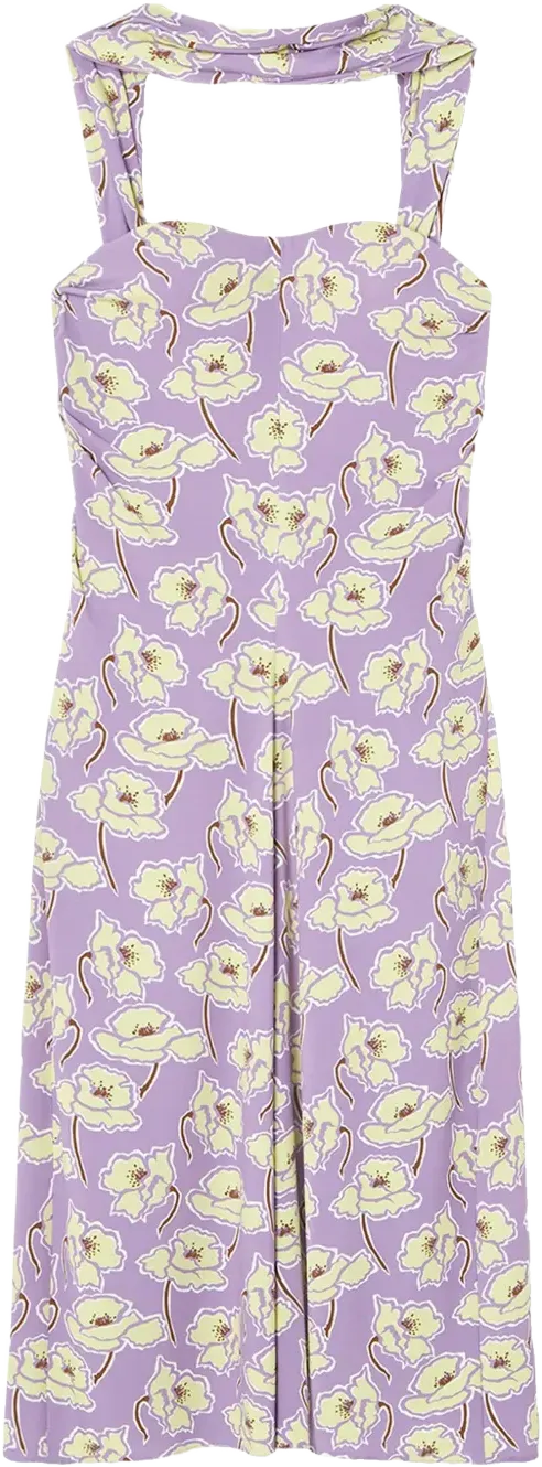 Poppies draped midi dress