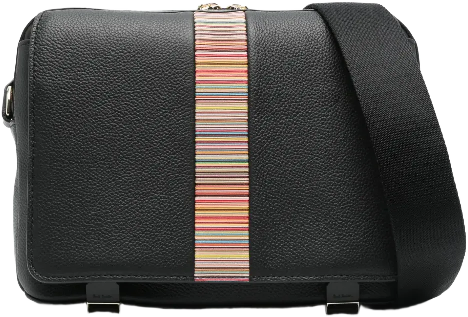 signature stripe-trim leather messenger bag