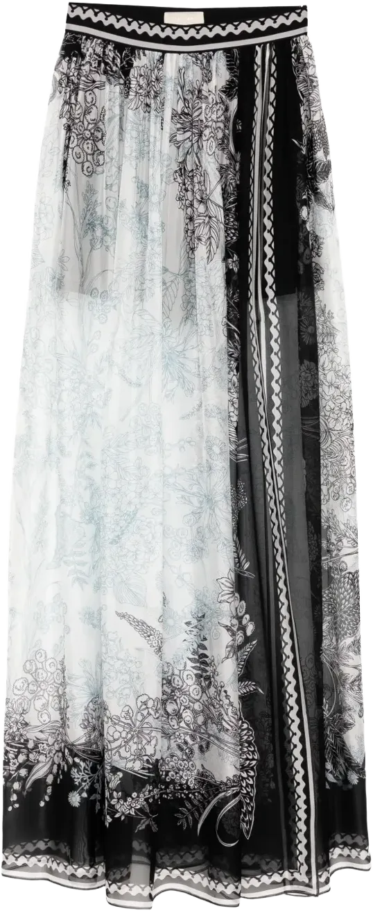 printed chiffon long skirt