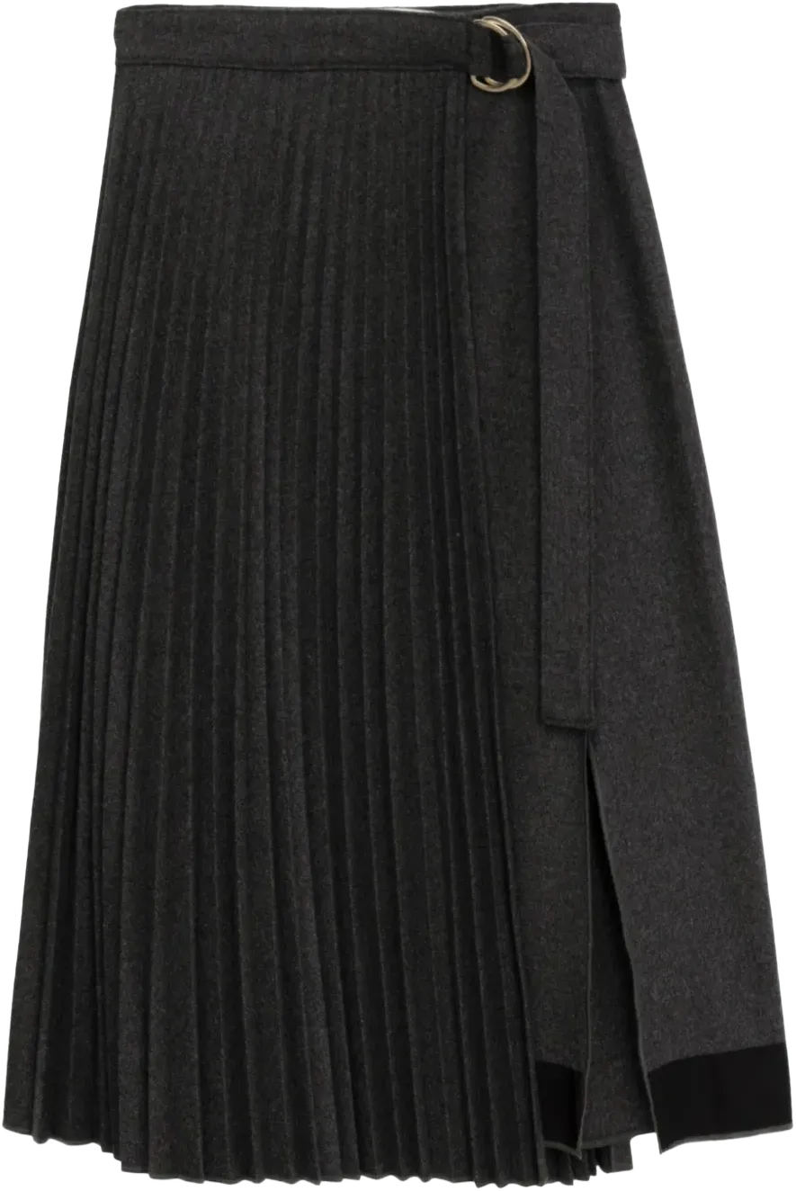 belted pleated midi skirt