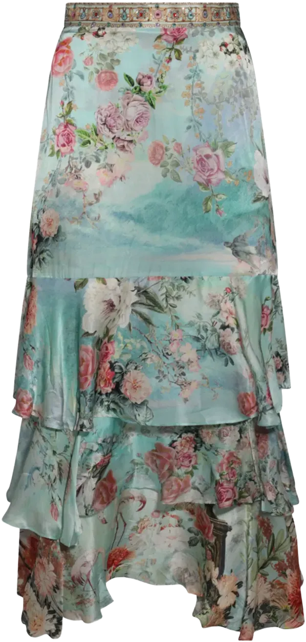 floral-print midi skirt
